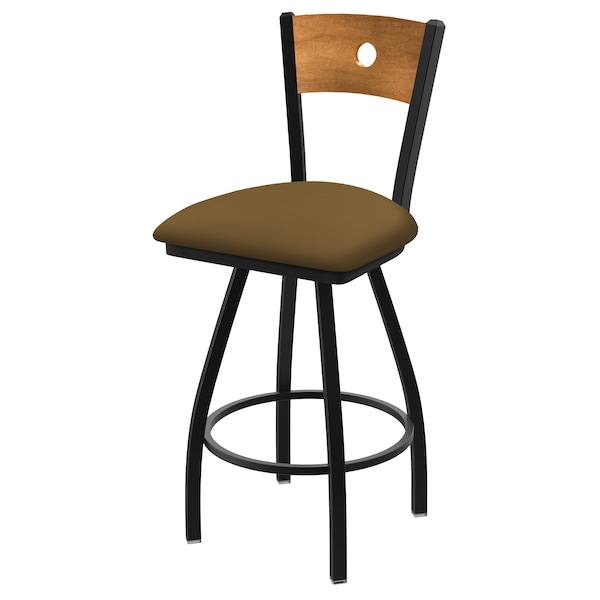 36" Swivel Counter Stool, Nickel Finish, Med Back, Canter Saddle Seat